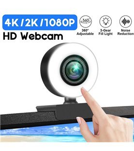 Webcam Premium 1080P, com Câmera de Alta Qualidade, Microfone, Três Intensidades de Luz – USB – Goeik