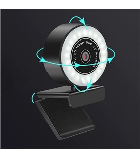 Webcam Premium 1080P, com Câmera de Alta Qualidade, Microfone, Três Intensidades de Luz – USB – Goeik