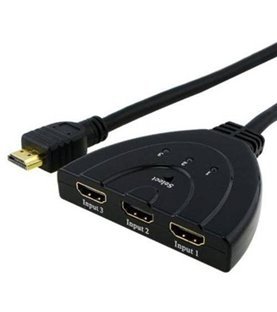 Cabo Adaptador HDMI Switch 3* HDMI para 1* HDMI, com seletor - Goeik