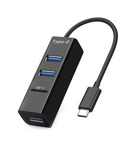 HUB USB Tipo-C Com 3 Portas USB 2.0 e Leitor de Cartões Micro SD - Preto - Goeik