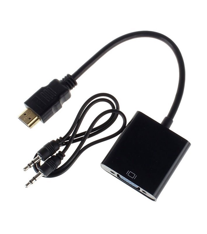 Cabo adaptador HDMI para VGA - Preto - com Jack 3,5mm Áudio + cabo Jack 3.5mm - Goeik