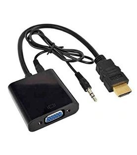 Cabo adaptador HDMI para VGA - Preto - com Jack 3,5mm Áudio + cabo Jack 3.5mm - Goeik