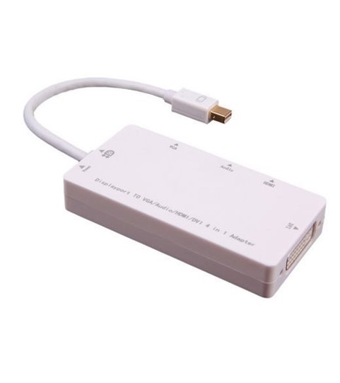 Cabo Adaptador Mini DisplayPort para Áudio, HDMI, DVI e VGA (usb para alimentação) - Branco - Goeik