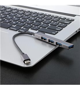 HUB USB Tipo-C com 4 portas USB 3.1 em Metal - Cinzento - Goeik