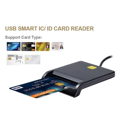 Leitor de Cartões, Cartão de Cidadão, com Chip USB - Preto - Goeik