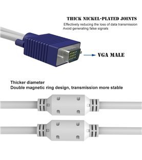 Cabo Adaptador VGA Splitter: 1 VGA Macho para 2 Cabos VGA Fêmea - Goeik