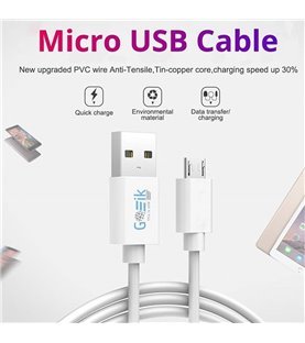 Cabo de 1 metro e 2.4A para Carregamento de Telemóvel Micro USB para USB - Branco - Goeik