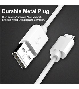 Cabo de 1 metro e 2.4A para Carregamento de Telemóvel Micro USB para USB - Branco - Goeik