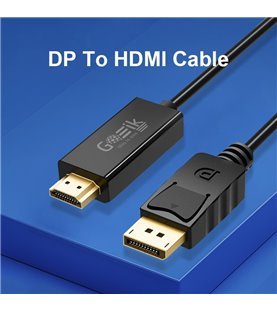 Cabo DisplayPort para HDMI de 2 metros - Preto - Goeik