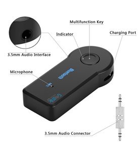 Transmissor e Recetor 2 em 1, sem fio, Bluetooth 4.2, com Adaptador Jack 3.5mm para Carro ou Entrada AUX - Goeik