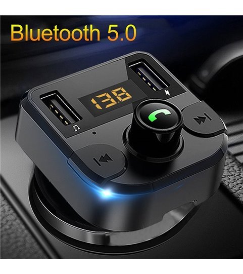 Transmissor FM Wireless para o carro com uma entrada TF e duas USB para reprodução de música ou carregamento rápido - Goeik