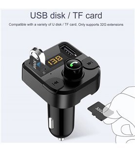 Transmissor FM Wireless para o carro com uma entrada TF e duas USB para reprodução de música ou carregamento rápido - Goeik