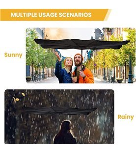 Para-sol para carro, em formato de chapéu de chuva, com estojo - 125*65cm - Preto - Goeik