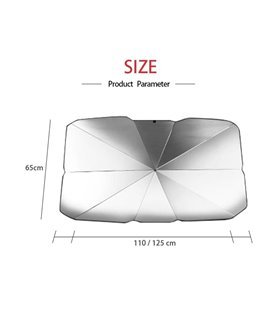 Para-sol para carro, em formato de chapéu de chuva, com estojo - 125*65cm - Preto - Goeik