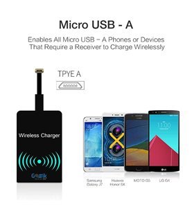 Recetor para Carregamento sem Fio Android – Porta Micro USB – Tipo-A - Goeik