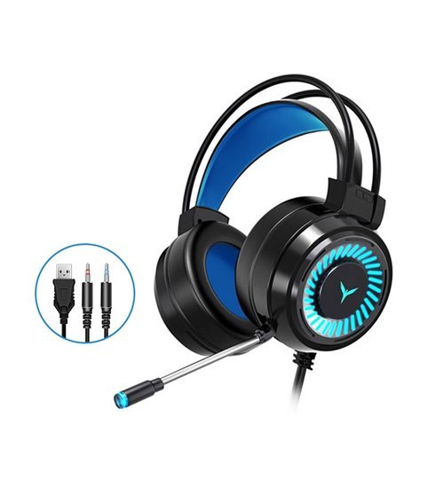 Headset Gaming com Luzes LED, sistema Surround 7.1, Microfone Ajustável, Controlo de Volume, 1*USB e 2 Jacks 3.5mm - Goeik