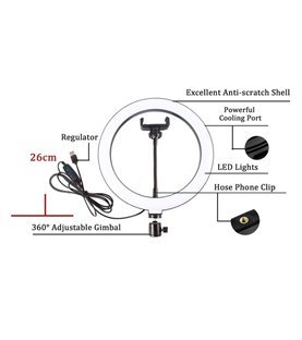 Anel Luminoso com Três Intensidades de Luz com Suporte Extensível - Goeik