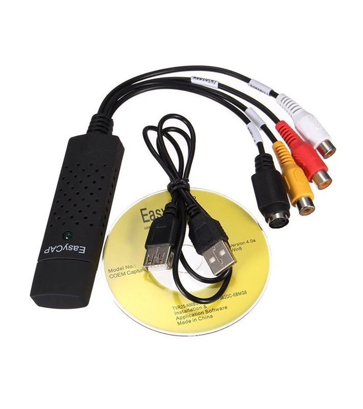 Placa de Vídeo Easycap para Converter AV / S-Vídeo / VHS para USB, DVD ou PC - Preto - Goeik