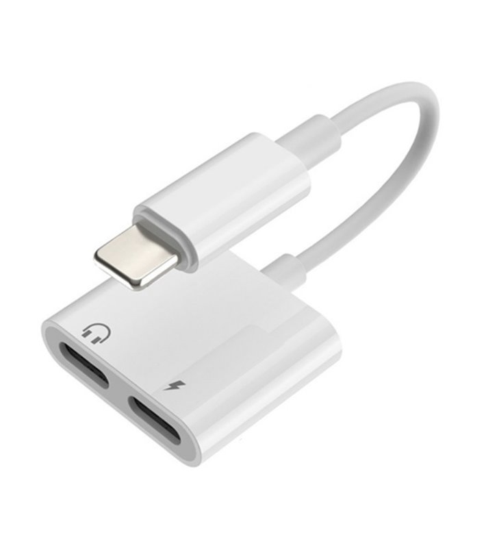 Cabo Adaptador para iPhone com Porta Dupla Lightning para Carregamento e para Auriculares - Goeik