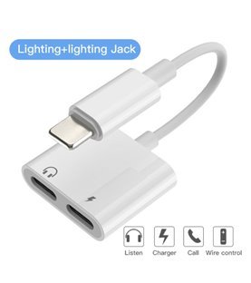 Cabo Adaptador para iPhone com Porta Dupla Lightning para Carregamento e para Auriculares - Goeik