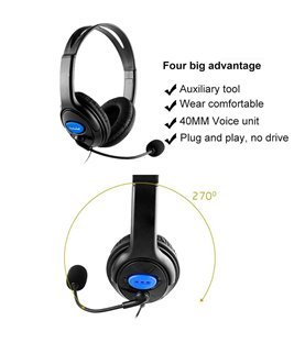 Headset para Gaming com Microfone e Cancelamento de Ruído – Preto e Azul - Goeik