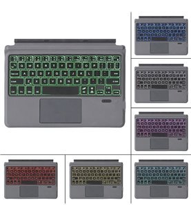 Capa Teclado Retroiluminada com Luz LED de 7 Cores, Bluetooth, para Surface Go, Go2, Go3 - Preta - Goeik