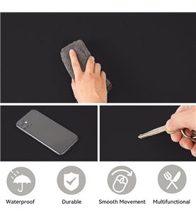 Tapete de Secretária 100x60cm, para Teclado e Rato, com Base Antiderrapante – Preto – Goeik