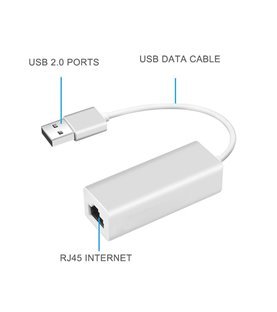 Cabo Adaptador USB 2.0 para RJ45 em Alumínio – Cinzento Metalizado – Goeik