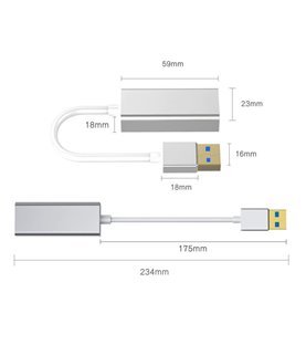 Cabo Adaptador USB 3.0 para RJ45 em Alumínio – Cinzento Metalizado – Goeik