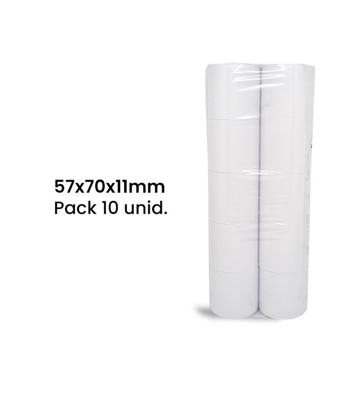 Rolo de Papel Normal 57x70x11mm - Pack de 10 unid. - Goeik