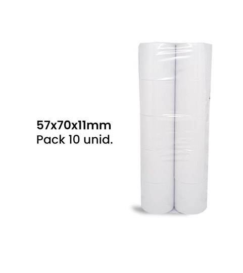 Rolo de Papel Normal 57x70x11mm - Pack de 10 unid. - Goeik