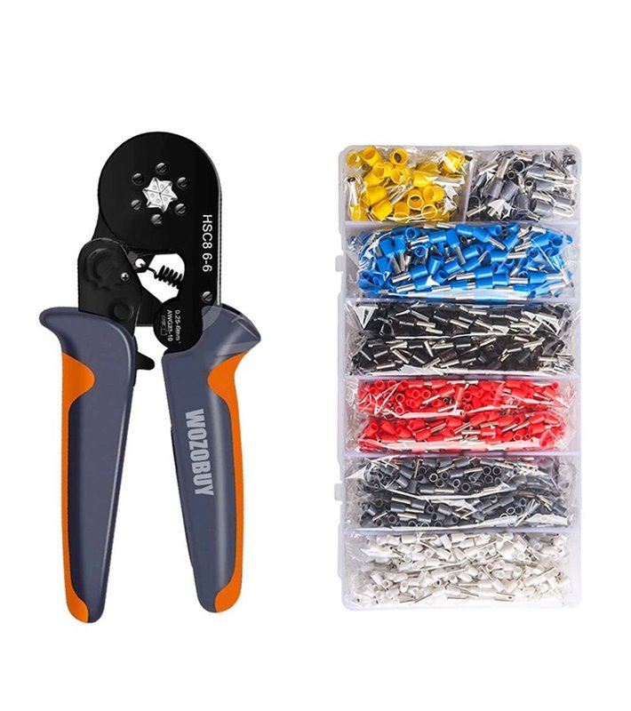 Alicate de Cravar Terminais Tubulares, com Conjunto de 1900 Terminais – Goeik