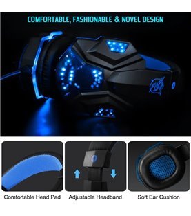 Headset para Gaming, com USB e 2 Jack 3.5mm para Fones e Microfone – Preto e Azul – Goeik