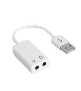 Placa de Som USB Externa, com 2* Jack 3.5mm para Microfone e Fones – Branco - Goeik