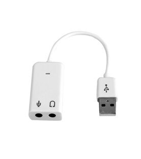 Placa de Som USB Externa, com 2* Jack 3.5mm para Microfone e Fones – Branco - Goeik