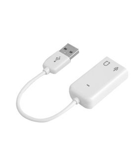 Placa de Som USB Externa, com 2* Jack 3.5mm para Microfone e Fones – Branco - Goeik