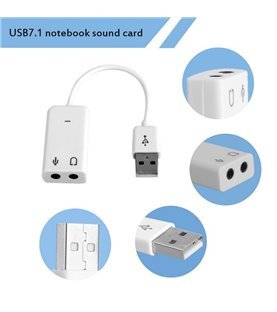 Placa de Som USB Externa, com 2* Jack 3.5mm para Microfone e Fones – Branco - Goeik