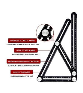 Régua de Medição Multiangular Dobrável, em Alumínio - Goeik