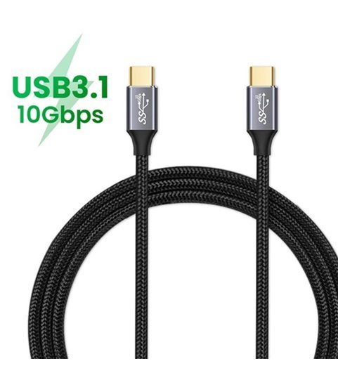 Cabo de 0.5 metros USB Tipo-C 3.1 de 10Gbps, em Nylon - Goeik