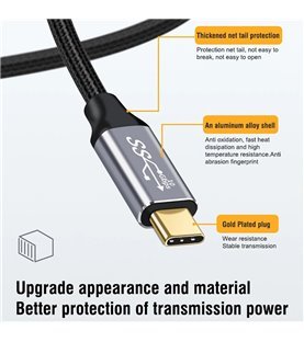 Cabo de 0.5 metros USB Tipo-C 3.1 de 10Gbps, em Nylon - Goeik