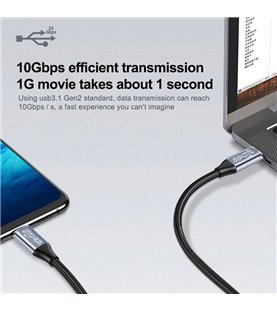 Cabo de 0.5 metros USB Tipo-C 3.1 de 10Gbps, em Nylon - Goeik