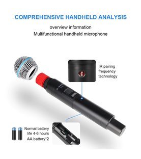 Microfones sem Fios G-Mark de 4 Canais Ajustáveis, para Karaoke, Igreja ou Festas – Goeik