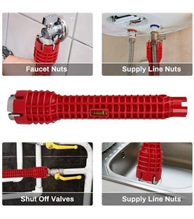 Ferramenta de Canalizador para Apertar e Desapertar Torneiras – Vermelho - Goeik