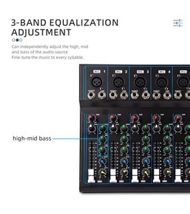 Mesa de Mistura (de Som) de 7 Canais de 48V, com Suporte Bluetooth - Goeik