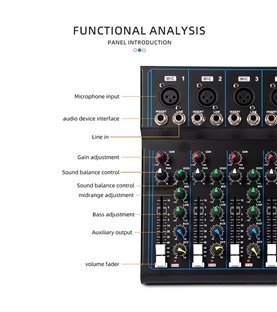 Mesa de Mistura (de Som) de 7 Canais de 48V, com Suporte Bluetooth - Goeik