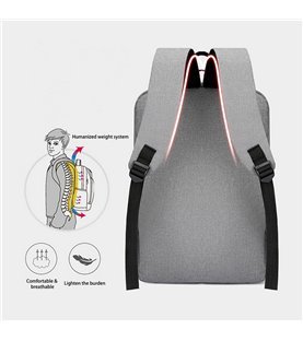 Mochila Multifunções 15.6'', Impermeável, com Ranhura para cabo USB para Carregamento - Preta e Vermelha - Goeik