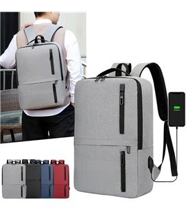 Mochila Multifunções 15.6'', Impermeável, com Ranhura para cabo USB para Carregamento - Cinza - Goeik