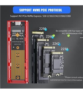 Caixa Externa para SSD M.2 NVMe, com Cabo Tipo-C para Tipo-C e Tipo-C para USB - Cinzento - Goeik