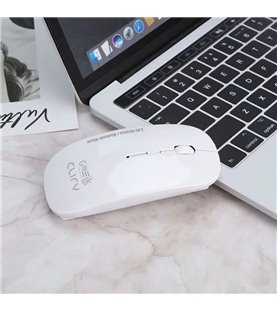 Rato Cliry Bluetooth + 2.4GHz com Pen USB Branco – Silencioso - Goeik