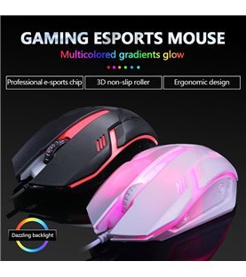 Rato Gaming Desportivo com Luz LED e Conexão USB - Preto - Limeme by Goeik